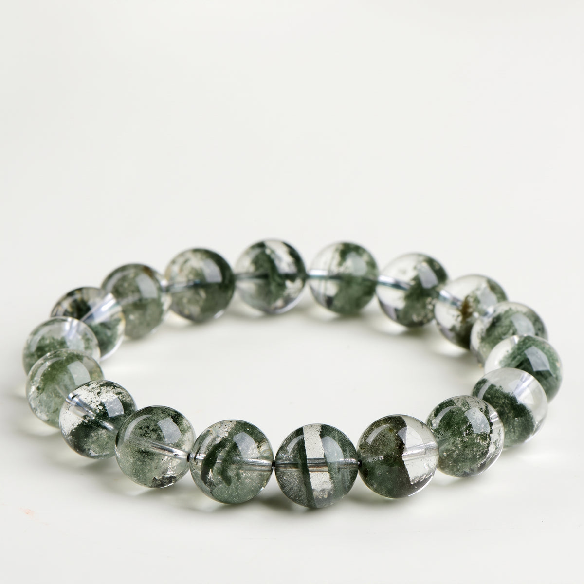 Green phantom quartz bead bracelet