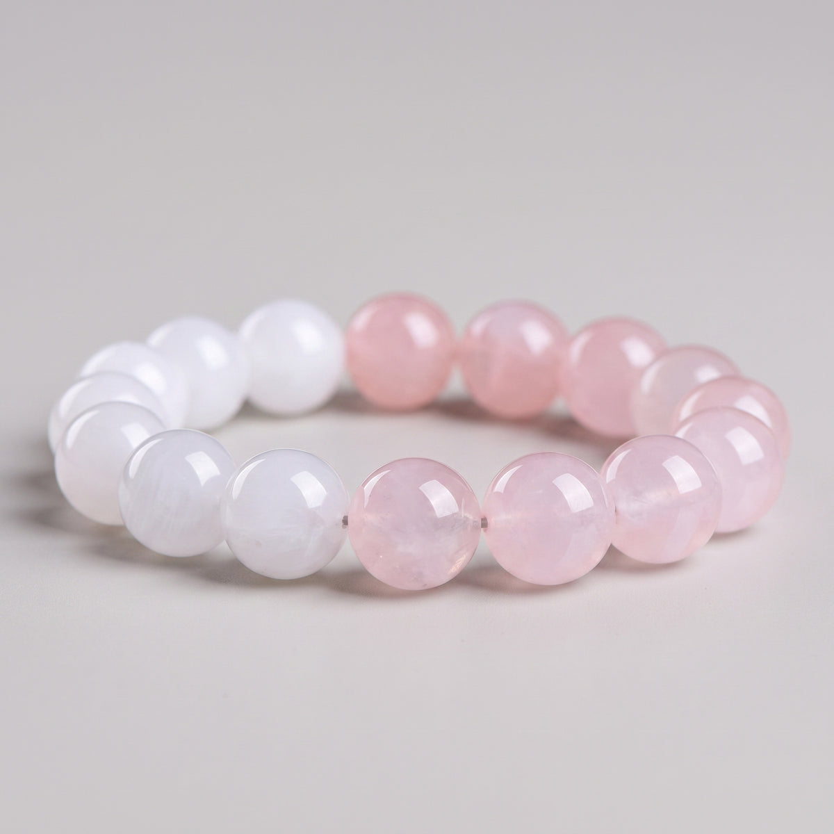Gradient rose quartz bead bracelet