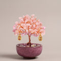 Rose quartz crystal tree décor